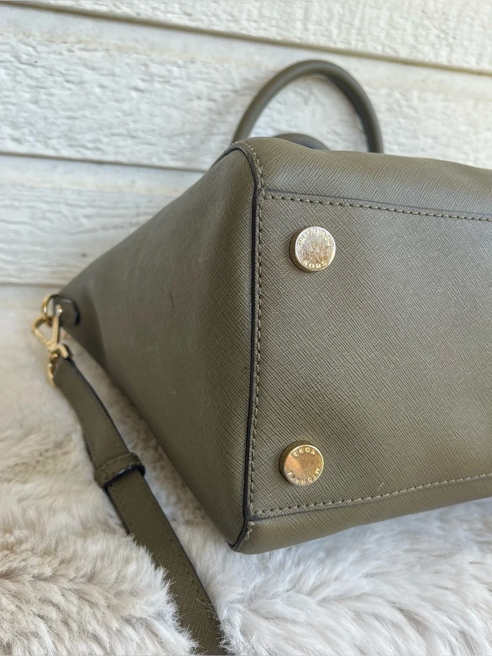MICHAEL KORS Olive Army Green Ciara Selma Fulton Bedford Satchel Tote Handbag